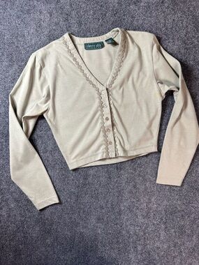 Cherry Stix Women's V-Neck Button Cardigan in Light Olive